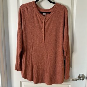 Relaxed Cozy Waffle-Knit Henley Tunic Top for Women - Old Navy - Amber Waves XL